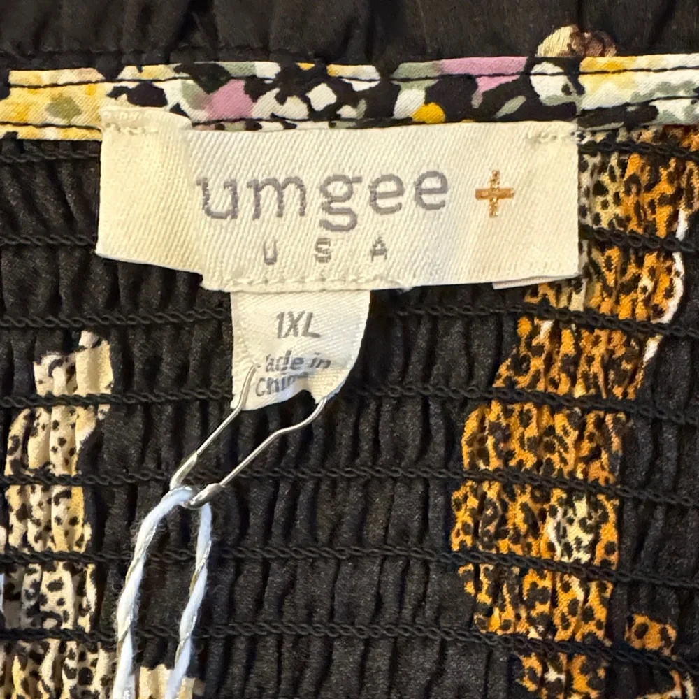 NWT! Umgee Black and Gold Leopard Print Dress Size 1XL - Picture 3 of 8